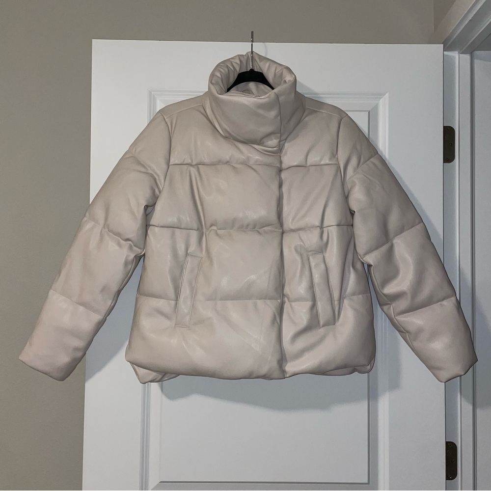 Faux leather puffer